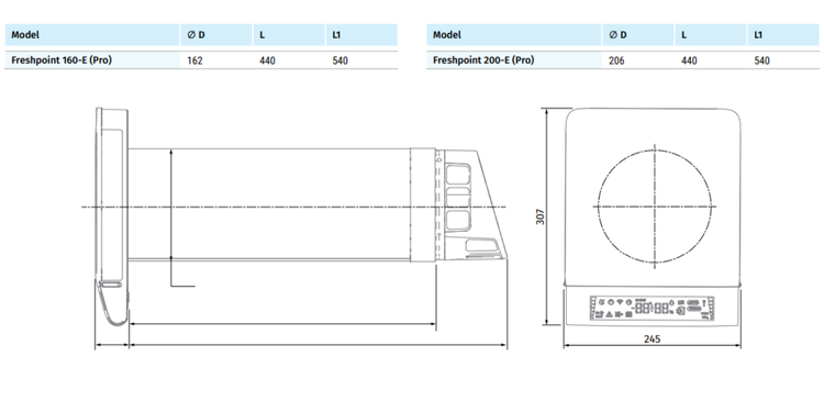 Rekuperator Ścienny Decentralny Freshpoint 200-E Pro Wi-Fi 70m3/h