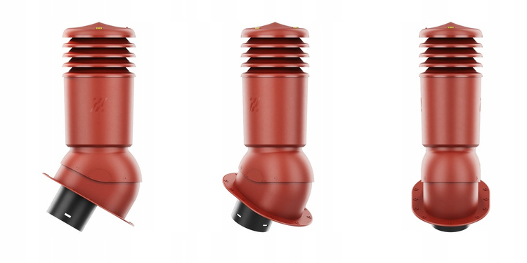 Kominek wentylacyjny IZOLOWANY WYRZUTNIA do pokryć płaskich CZERWONY fi150