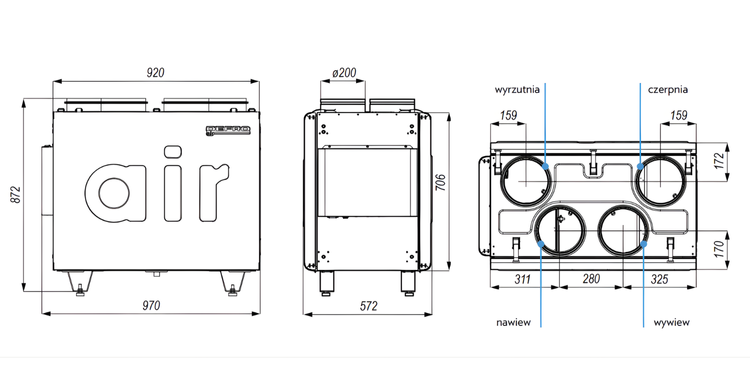 Rekuperator Centrala DEFRO DRX 500 V-E 550 m3/h - nagrzewnica + wymiennik entalpiczny + panel sterowania