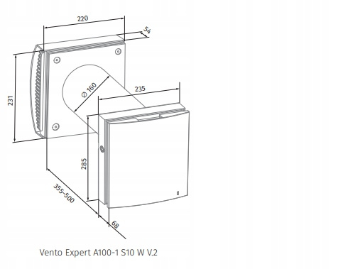 Rekuperator Ścienny Decentralny VENTO Expert A100 Wi-Fi Black 108m3/h
