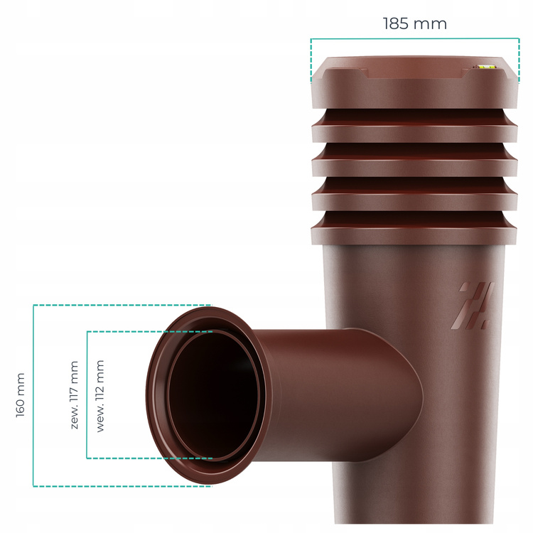 Wyrzutnia czerpnia ścienna kominek wentylacyjny wywietrznik BRĄZ fi110
