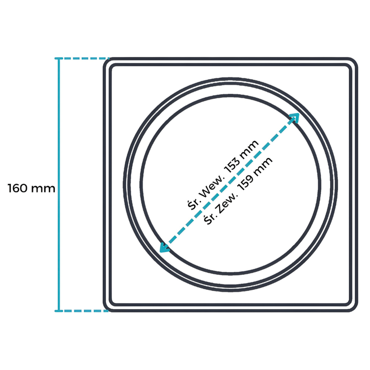 Adapter wpust kominowy FLATLINE BASIC fi160 na 140x140 mm