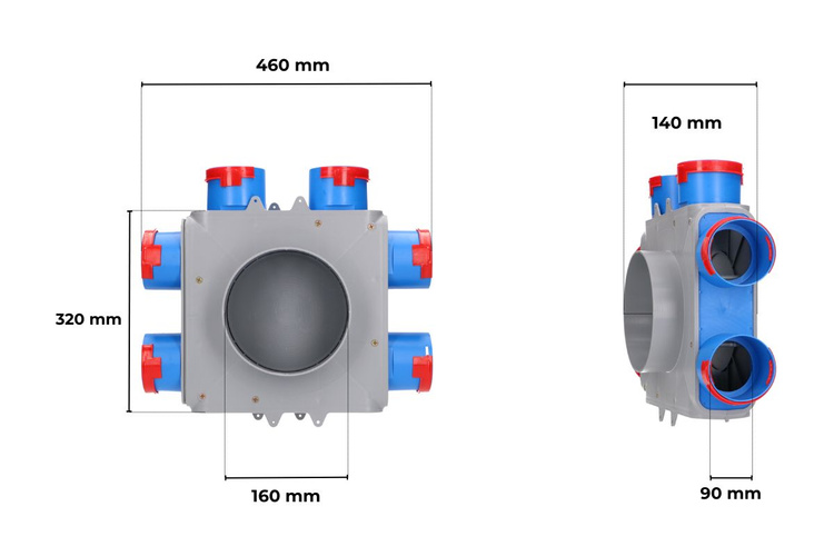 SKRZYNKA ROZDZIELCZA 6x90/160 REKUPERACJA FLEX