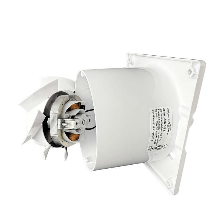 Wentylator łazienkowy dRim fi125 (HS+TS) + FRONT PP Czarny mat