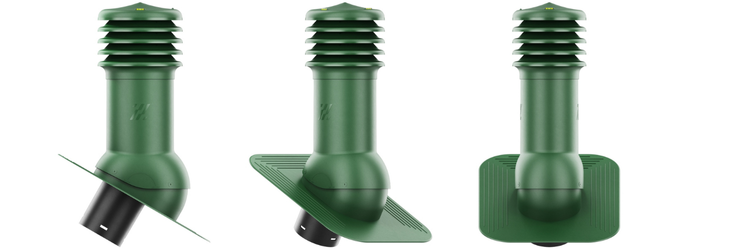 Kominek Wentylacyjny WYRZUTNIA fi150mm pod gont/pape ZIELONY RAL 6020