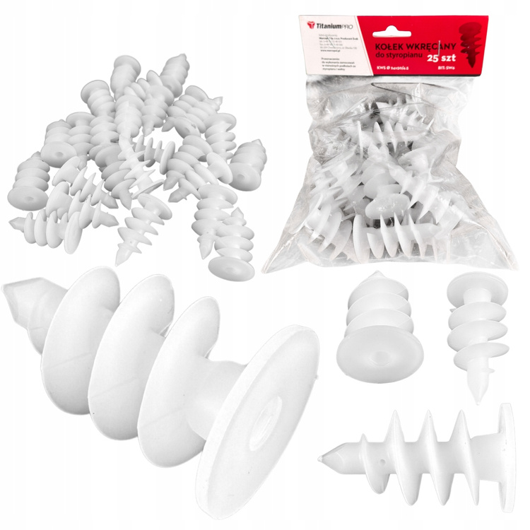 Kołek do styroropianu wkręt 24x50 poliamid 25 szt