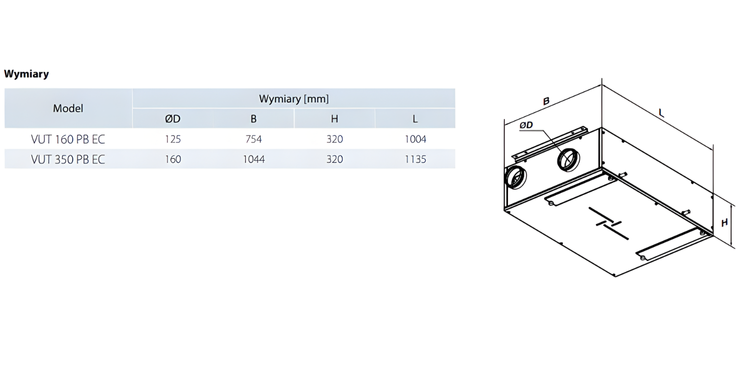 Rekuperator Centrala wentylacyjna VENTS VUT 160 PB EC LEWA 190 m3/h WiFi