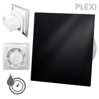 Wentylator łazienkowy dRim fi125 (HS+TS) + FRONT PP Czarny połysk