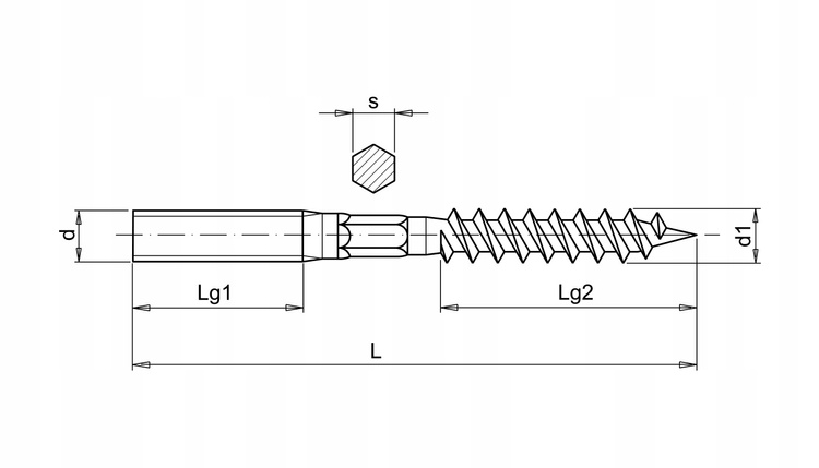 Szpilka dwustronna gwint do drewna metryczny TORX | 250szt. | M8x80 mm