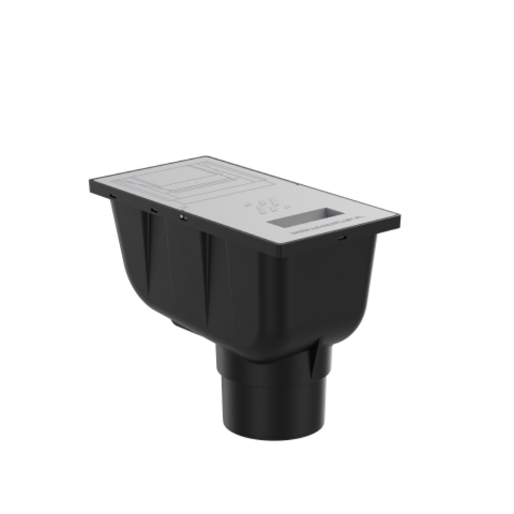 Osadnik Rynnowy Pionowy JASNOSZARY do Rur Kwadratowych z klapką rewizyjną fi110