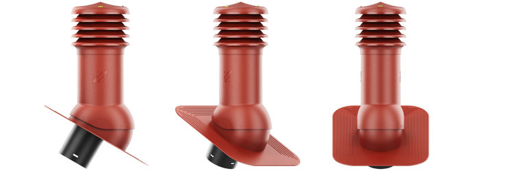 Kominek Wentylacyjny WYRZUTNIA fi150mm pod gont/pape CZERWONY RAL 3009