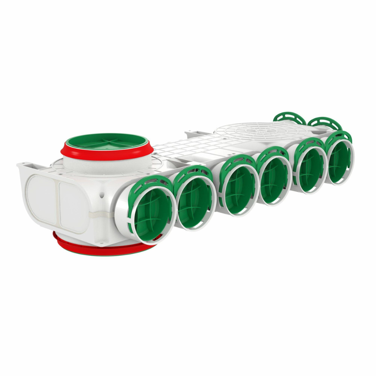 SKRZYNKA ROZDZIELCZA ROGOWA PRZELOTOWA LEWA ROZDZIELACZ REKUPERACJA fi160/200 / 8x75 mm