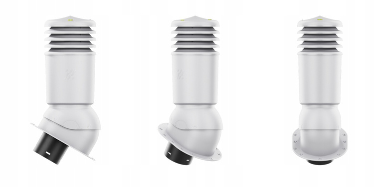 Kominek wentylacyjny IZOLOWANY WYRZUTNIA do pokryć płaskich JASNOSZARY fi150