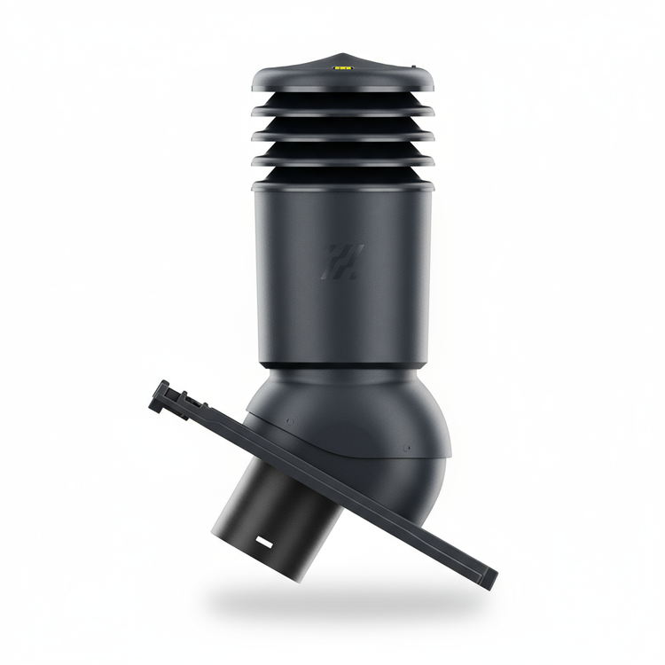 Kominek wentylacyjny IZOLOWANY do dachówki LINEA SZARY SPIEK/CZARNY MAT fi125