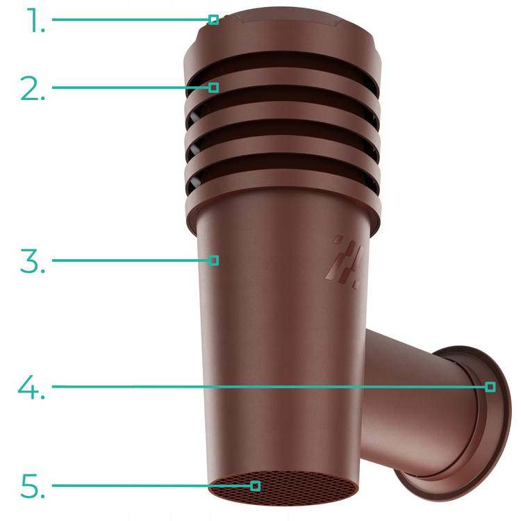Wyrzutnia czerpnia ścienna kominek wentylacyjny wywietrznik BRĄZ fi110