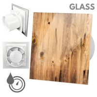 Wentylator łazienkowy dRim fi125 (HS+TS) + FRONT SZKŁO Drewno