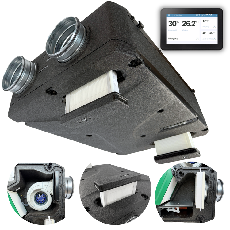 Rekuperator Blauberg Reneo-Fit D 180-E VG - NAGRZEWNICA + EPP + STEROWNIK + WYMIENNIK ENTALPICZNY