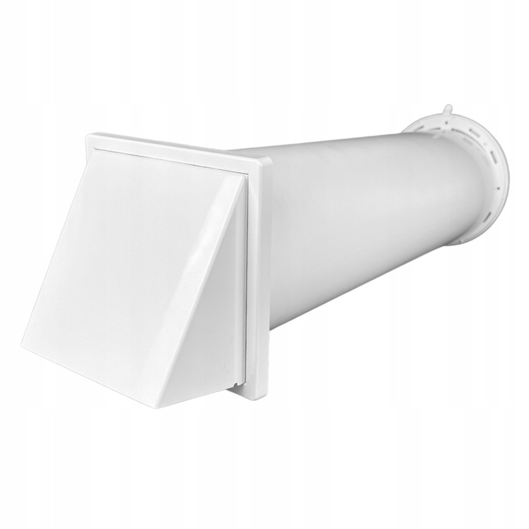 Zestaw wentylacyjny przez ścianę: kratka + rura 100cm + wylot powietrza fi125