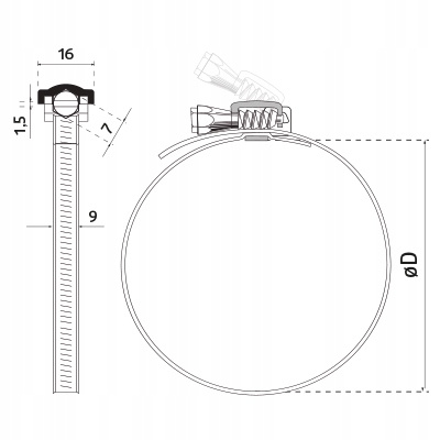 Opaska zaciskowa ślimakowa zakres 60-325 mm (200mm 250mm 315mm)