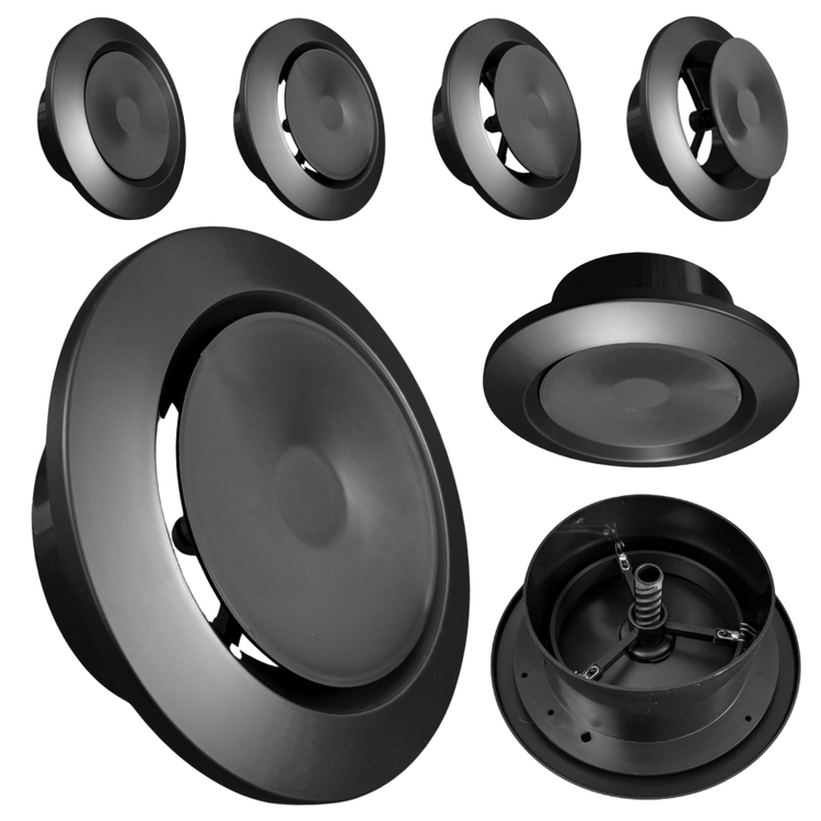 Anemostat nawiewny Awenta VAN fi125 czarny