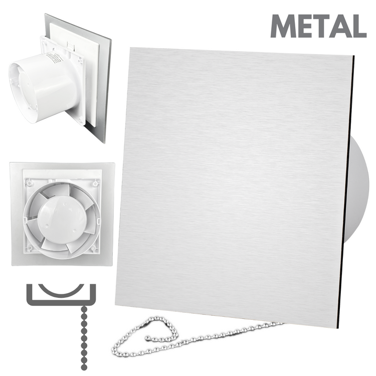 Wentylator łazienkowy dRim fi125 (PS) + FRONT Szczotkowane srebro