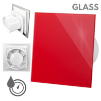 Wentylator łazienkowy dRim fi125 (HS+TS) + FRONT SZKŁO Czerwony połysk