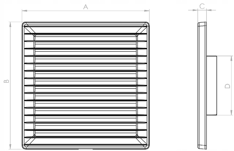 Kratka Wentylacyjna 17x17cm Ø150 z Siatką BRĄZ