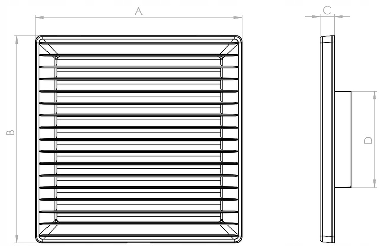 Kratka Wentylacyjna 17x17cm Ø150 z Siatką Grafit