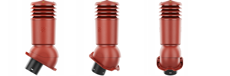 Kominek Wentylacyjny IZOLOWANY WYRZUTNIA fi125mm do blachy trapezowej  T18 CZERWONY RAL 3009