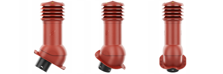 Kominek Wentylacyjny WYRZUTNIA fi125mm - Do Każdej Blachodachówki CZERWONY RAL 3009