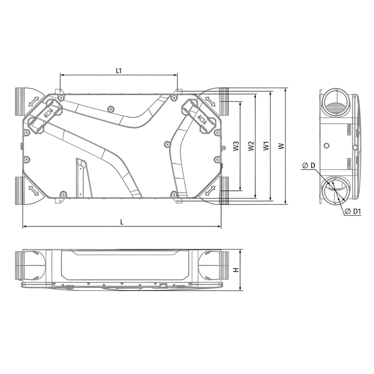 REKUPERATOR Centrala Blauberg Reneo-Fit D 150-E VG - NAGRZEWNICA + EPP + STEROWNIK + WYMIENNIK ENTALPICZNY