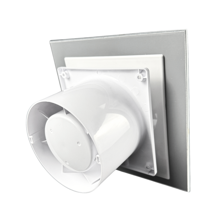 Wentylator łazienkowy dRim fi125 (PS) + FRONT Szkło Biało złoty marmur