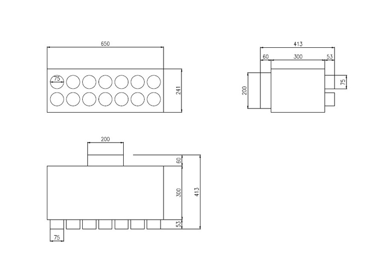 Skrzynka rozdzielcza rozdzielacz przelotowy wentylacja fi 200 / 14x75 mm