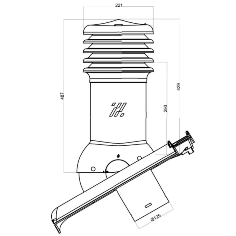 Kominek wentylacyjny do dachówki NIBRA F8 1/2 CZERWONY fi125