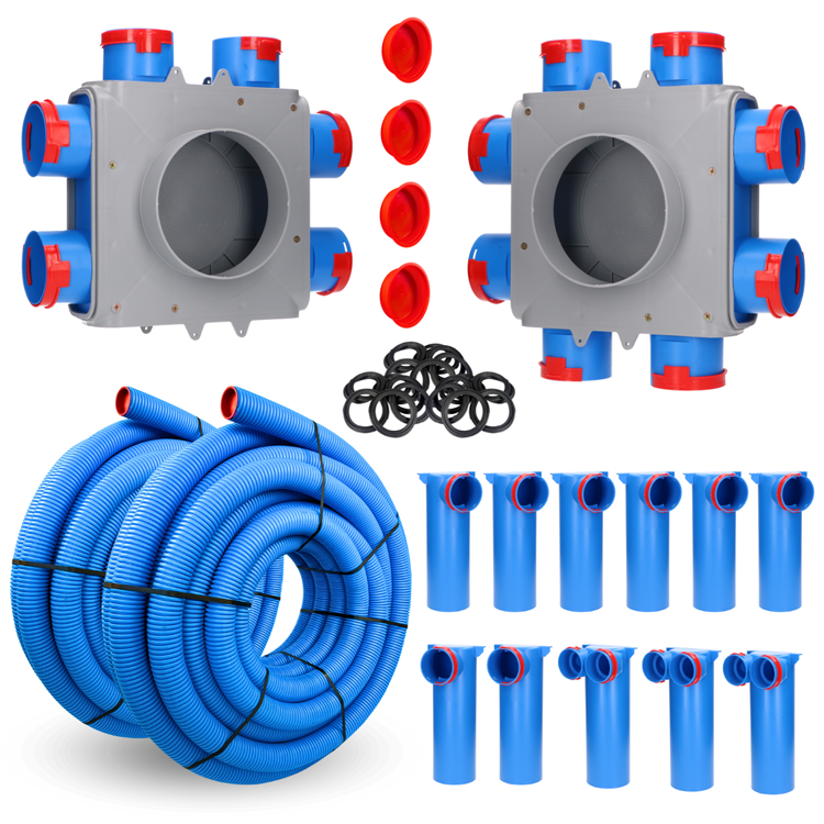 ZESTAW DO REKUPERACJI fi90 - kanały, rozdzielacze, skrzynki rozprężne