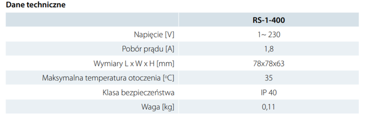 Regulator prędkości do wentylatorów RS-1-400