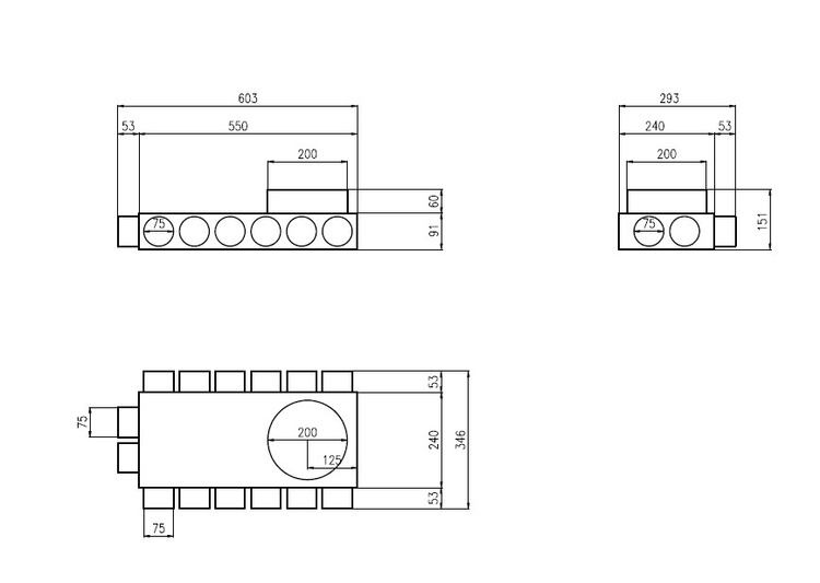 Skrzynka rozdzielcza rozdzielacz rurowy wentylacyjny fi 200 / 14x75 mm