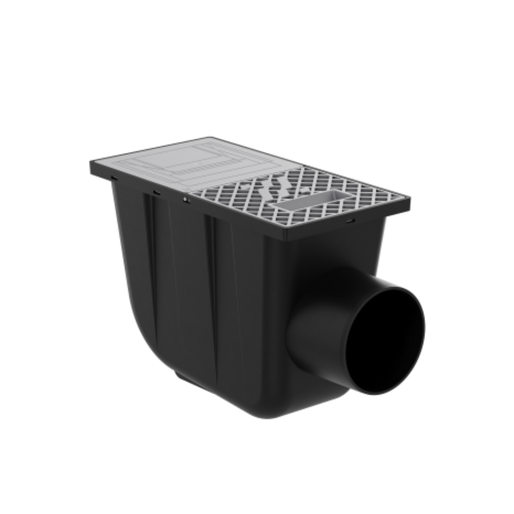 Osadnik Rynnowy Boczny JASNOSZARY do Rur Kwadratowych z kratką rewizyjną fi110 