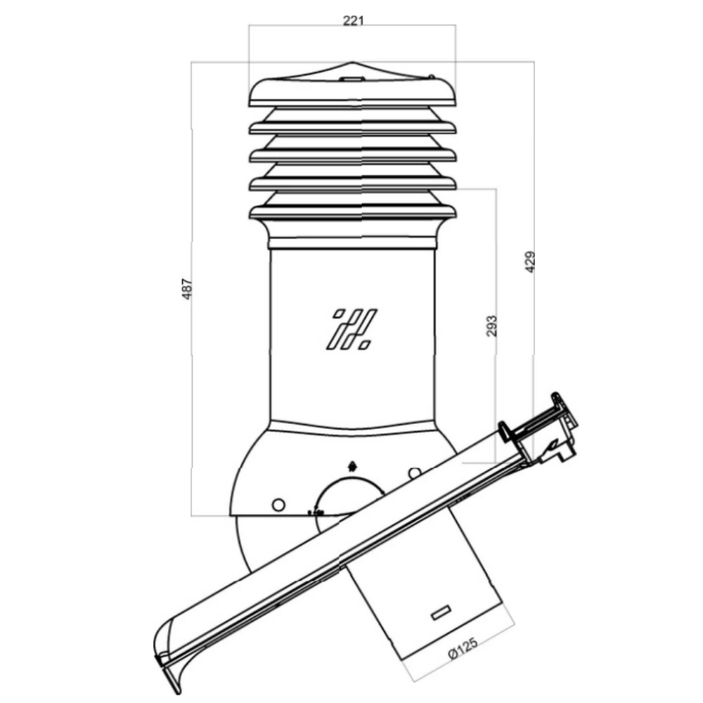 Kominek wentylacyjny do dachówki ALEGRA 9 CZARNA ANGOBA SZLACHETNA fi125 pol_pl_Kominek-wentylacyjny-WYRZUTNIA-do-pokryc-plaskich-BRAZOWY-fi125-6736_1
