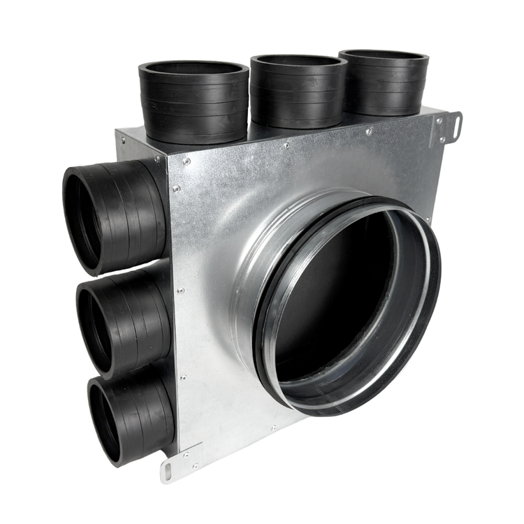 Skrzynka rozdzielcza rozdzielacz rurowy wentylacyjny fi200 / 6x75mm