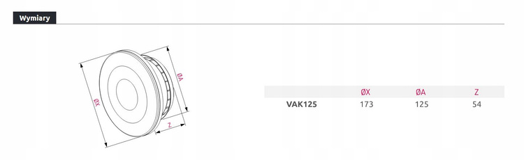 Anemostat Sufitowy Kierunkowy VAK NAWIEWNY / WYWIEWNY - BIAŁY - 125 mm