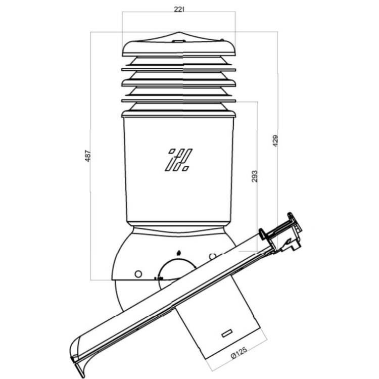 Kominek wentylacyjny IZOLOWANY do dachówki PIEMONT KASZTAN ANGOBA fi125