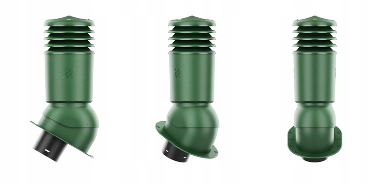 Kominek wentylacyjny IZOLOWANY WYRZUTNIA do pokryć płaskich ZIELONY fi125