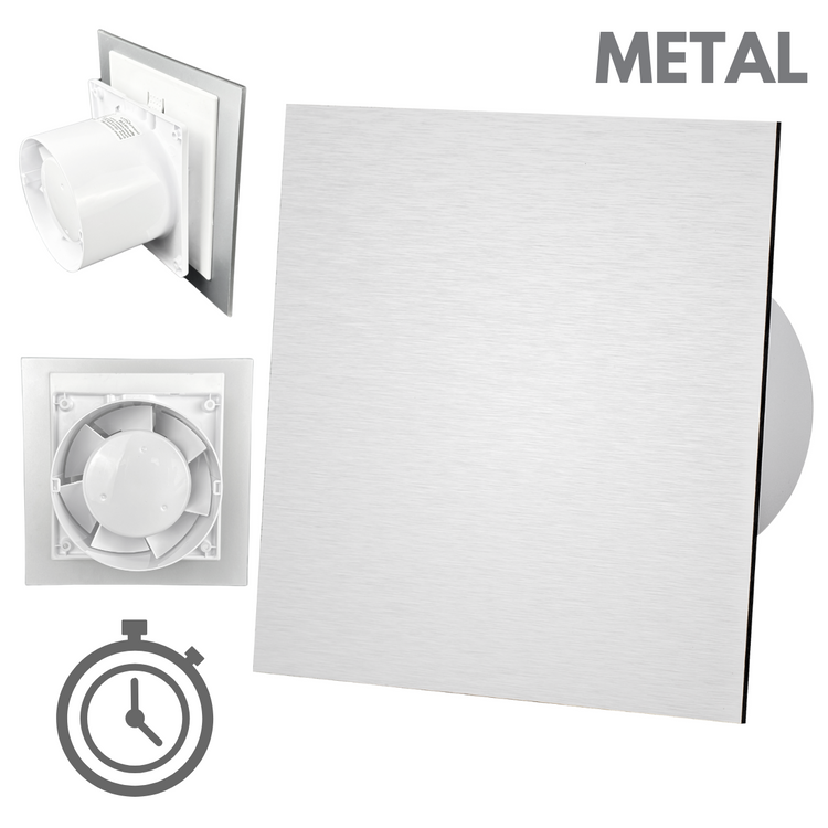 Wentylator łazienkowy dRim fi100 (TS) + FRONT PP Szczotkowane srebro