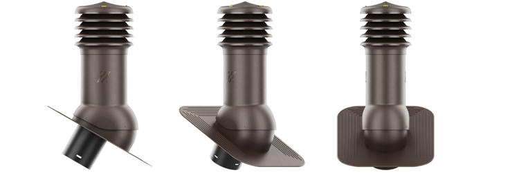 Kominek Wentylacyjny WYRZUTNIA fi125mm pod gont/pape CIEMNY BRĄZOWY RAL 8019