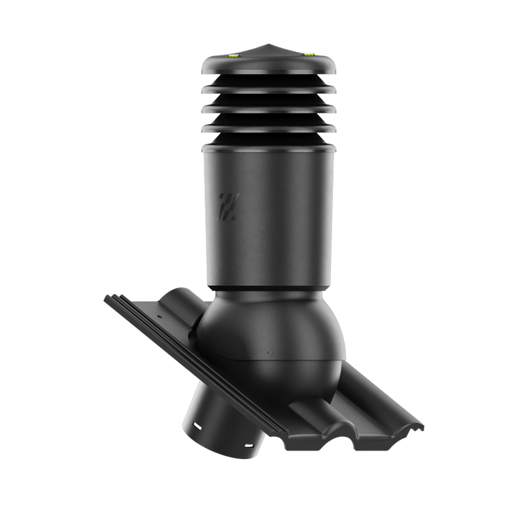 Kominek wentylacyjny IZOLOWANY do dachówki ROMAŃSKA CZARNY CISAR fi125