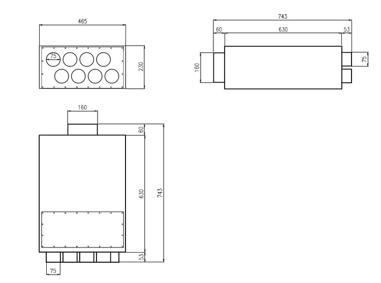 Skrzynka rozdzielcza rozdzielacz PRZEKŁADANY FRONT GUMA 8x75mm / fi160
