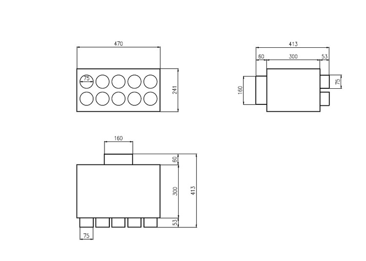 Skrzynka rozdzielcza rozdzielacz przelotowy wentylacja fi160 / 10x75 mm