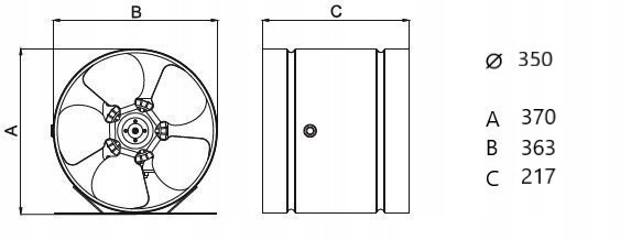 Wentylator kanałowy przemysłowy aRw 350