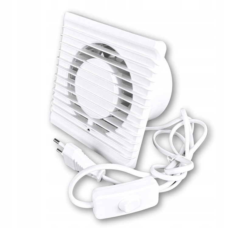 Zestaw wentylacyjny wywiewny wentylator przez ścianę 100 mm + KABEL WŁĄCZNIK